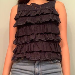 4/$25 abercrombie navy ruffled tank top